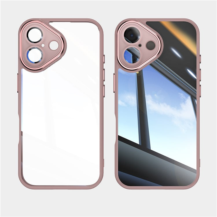 For iPhone 16 Case Drop-Proof TPU + Acrylic Protective Phone Cover - Pink