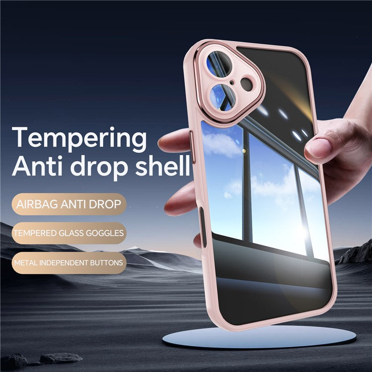 For iPhone 16 Case Drop-Proof TPU + Acrylic Protective Phone Cover - Pink