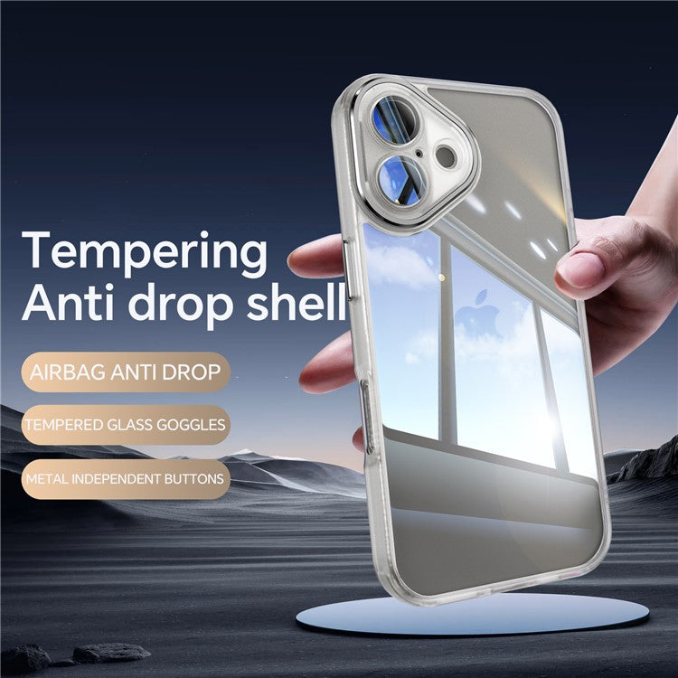 For iPhone 16 Plus Case Drop-Proof TPU + Acrylic Protective Phone Cover - Transparent White