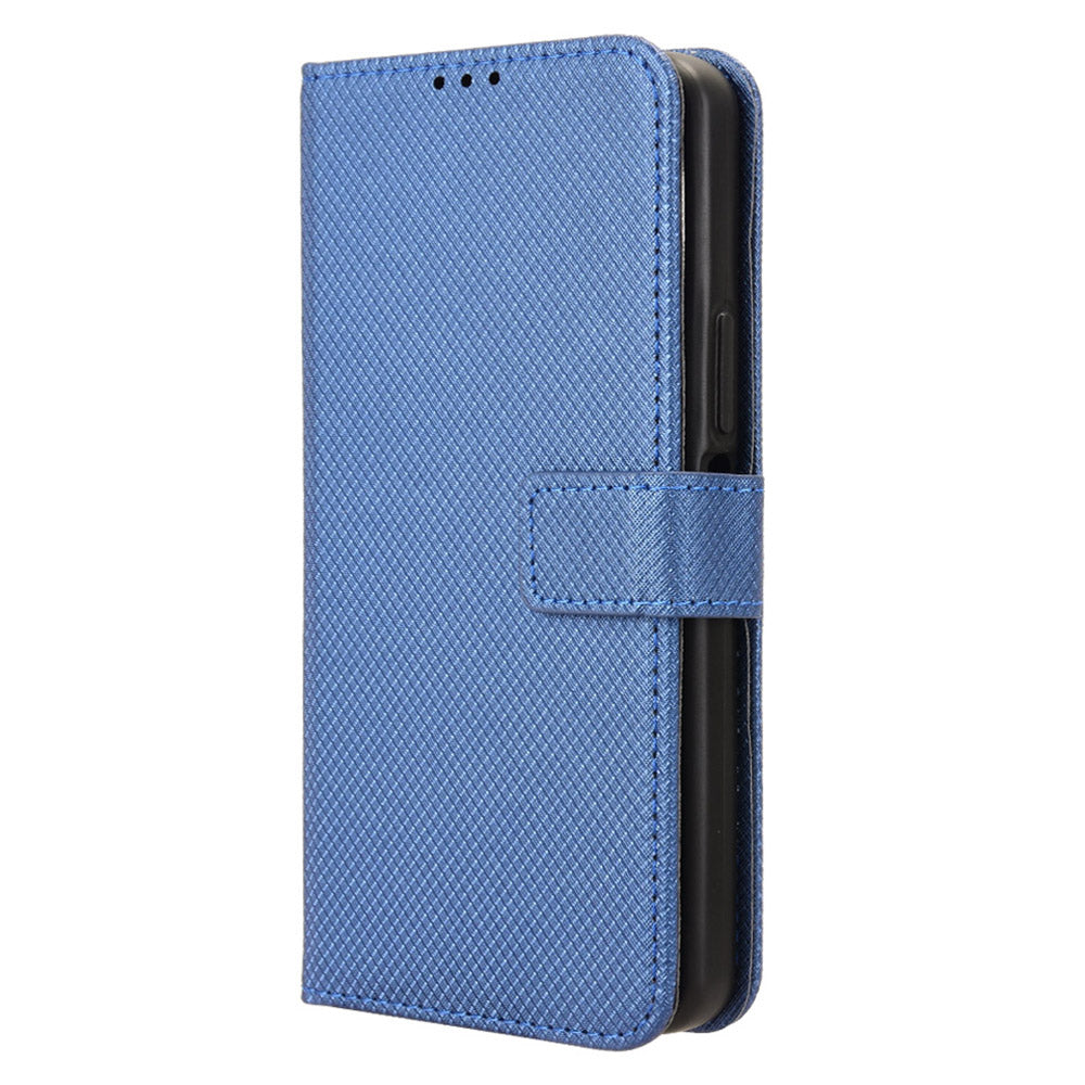 For Samsung Galaxy A06 Case PU Leather Diamond Texture Wallet Phone Cover - Blue
