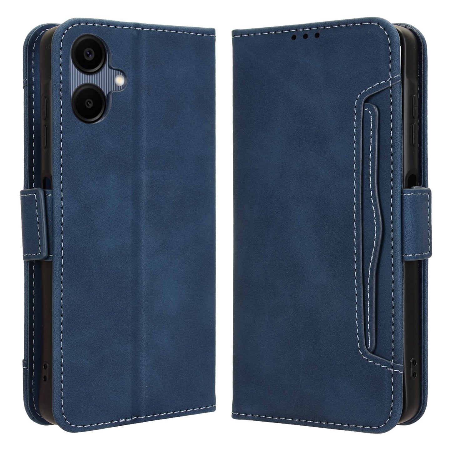 For Samsung Galaxy A06 Leather Case Phone Wallet Cover with Multiple Card Slots - Blue