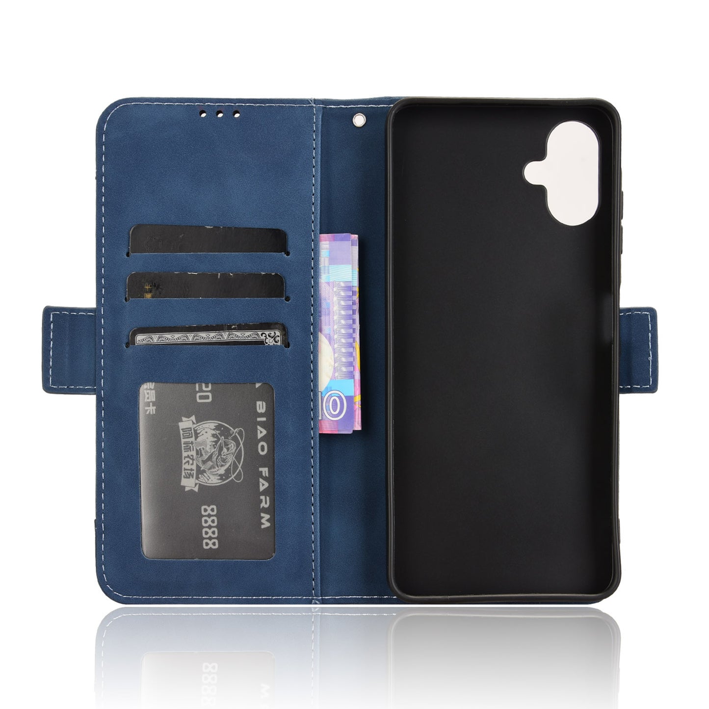For Samsung Galaxy A06 Leather Case Phone Wallet Cover with Multiple Card Slots - Blue