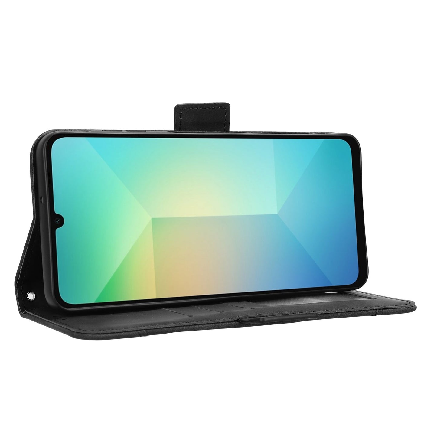 For Samsung Galaxy A06 Leather Case Phone Wallet Cover with Multiple Card Slots - Black