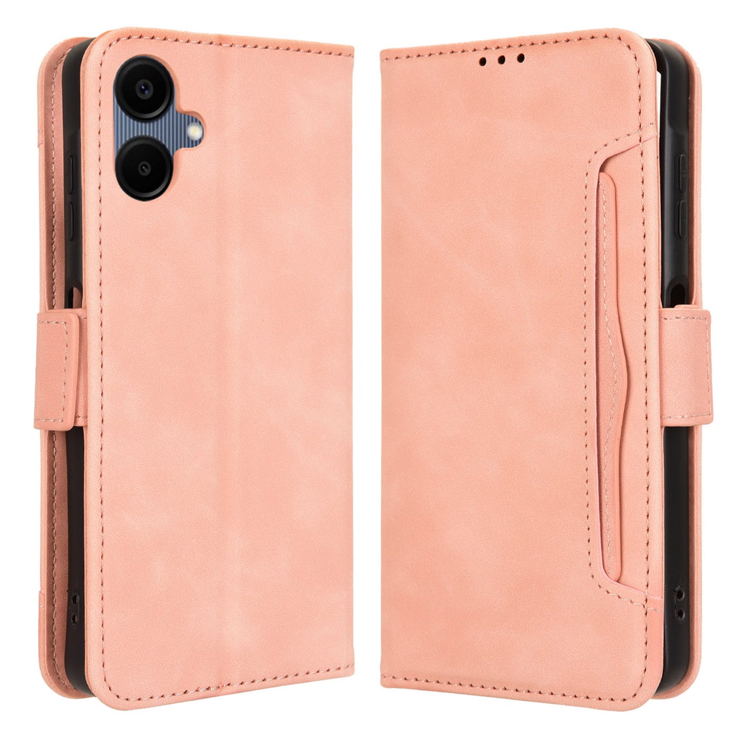 For Samsung Galaxy A06 Leather Case Phone Wallet Cover with Multiple Card Slots - Pink