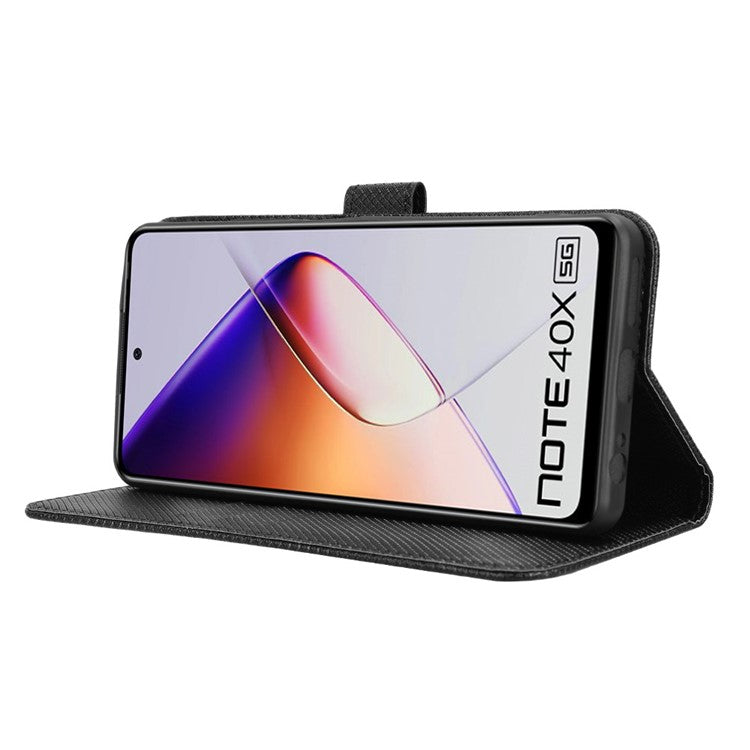For Infinix Note 40X 5G X6838 Case PU Leather Diamond Texture Wallet Phone Cover - Black
