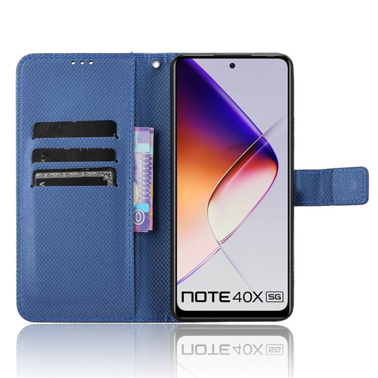 For Infinix Note 40X 5G X6838 Case PU Leather Diamond Texture Wallet Phone Cover - Blue