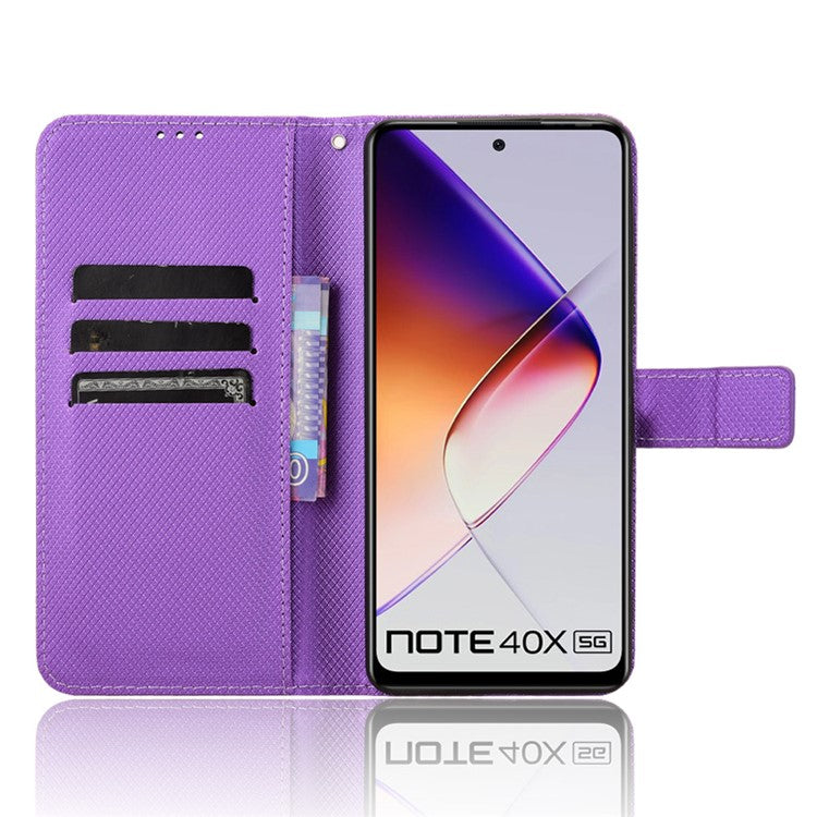 For Infinix Note 40X 5G X6838 Case PU Leather Diamond Texture Wallet Phone Cover - Purple