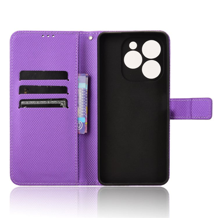 For Infinix Note 40X 5G X6838 Case PU Leather Diamond Texture Wallet Phone Cover - Purple