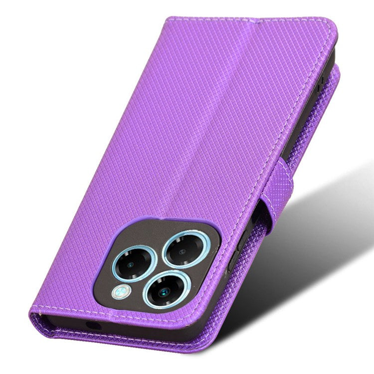 For Infinix Note 40X 5G X6838 Case PU Leather Diamond Texture Wallet Phone Cover - Purple