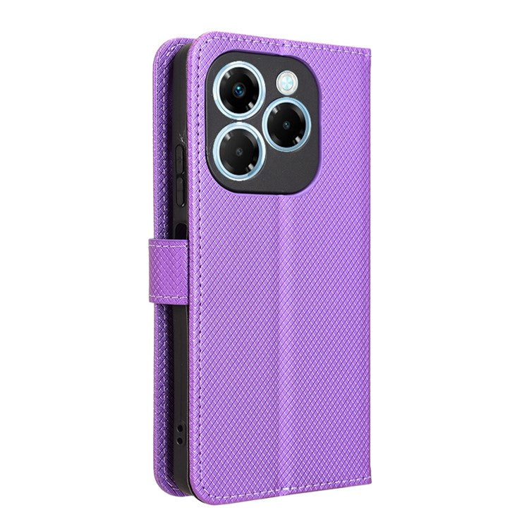 For Infinix Note 40X 5G X6838 Case PU Leather Diamond Texture Wallet Phone Cover - Purple