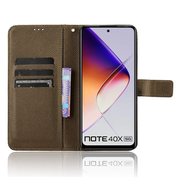 For Infinix Note 40X 5G X6838 Case PU Leather Diamond Texture Wallet Phone Cover - Brown
