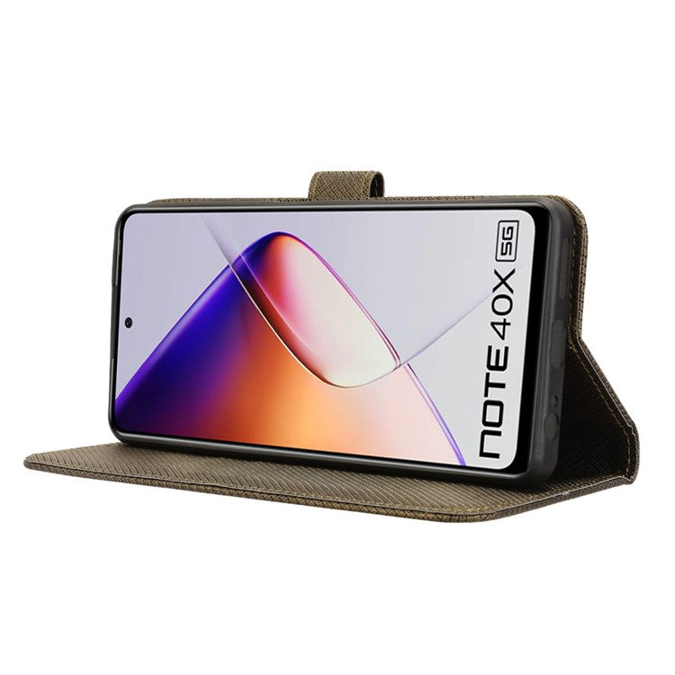 For Infinix Note 40X 5G X6838 Case PU Leather Diamond Texture Wallet Phone Cover - Brown
