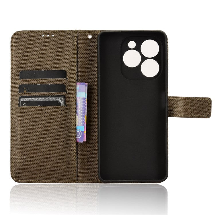 For Infinix Note 40X 5G X6838 Case PU Leather Diamond Texture Wallet Phone Cover - Brown
