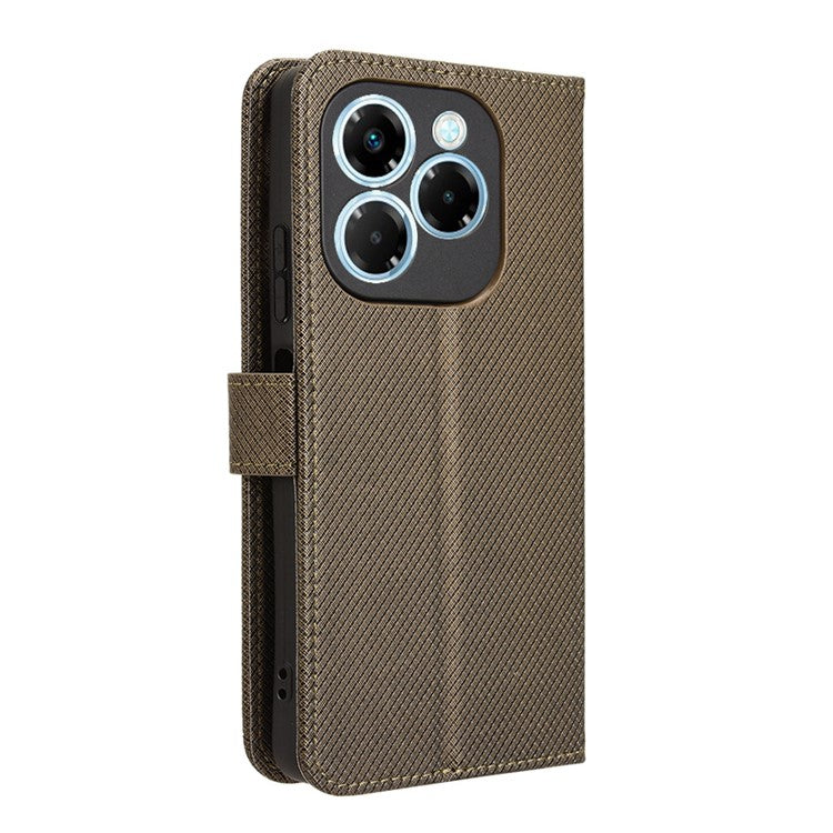 For Infinix Note 40X 5G X6838 Case PU Leather Diamond Texture Wallet Phone Cover - Brown