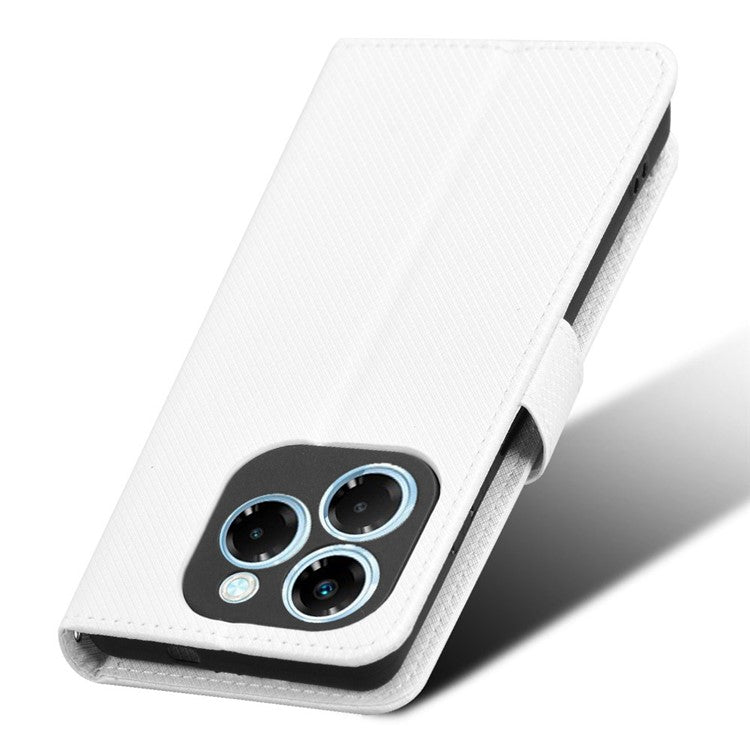 For Infinix Note 40X 5G X6838 Case PU Leather Diamond Texture Wallet Phone Cover - White