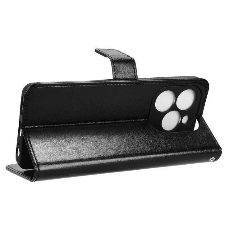 For Infinix Note 40X 5G X6838 Case Crazy Horse Texture PU Leather Phone Wallet Cover - Black