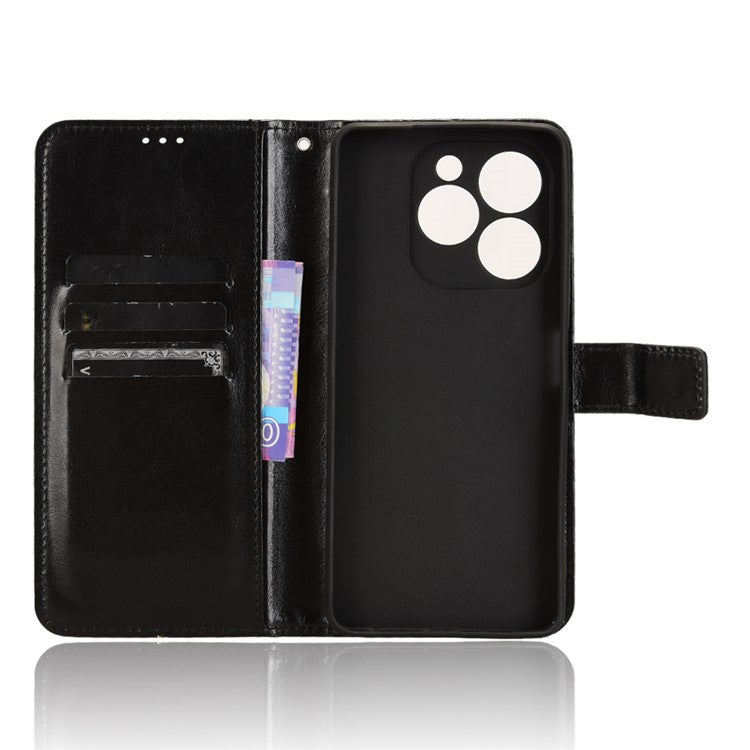 For Infinix Note 40X 5G X6838 Case Crazy Horse Texture PU Leather Phone Wallet Cover - Black
