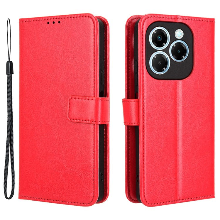 For Infinix Note 40X 5G X6838 Case Crazy Horse Texture PU Leather Phone Wallet Cover - Red