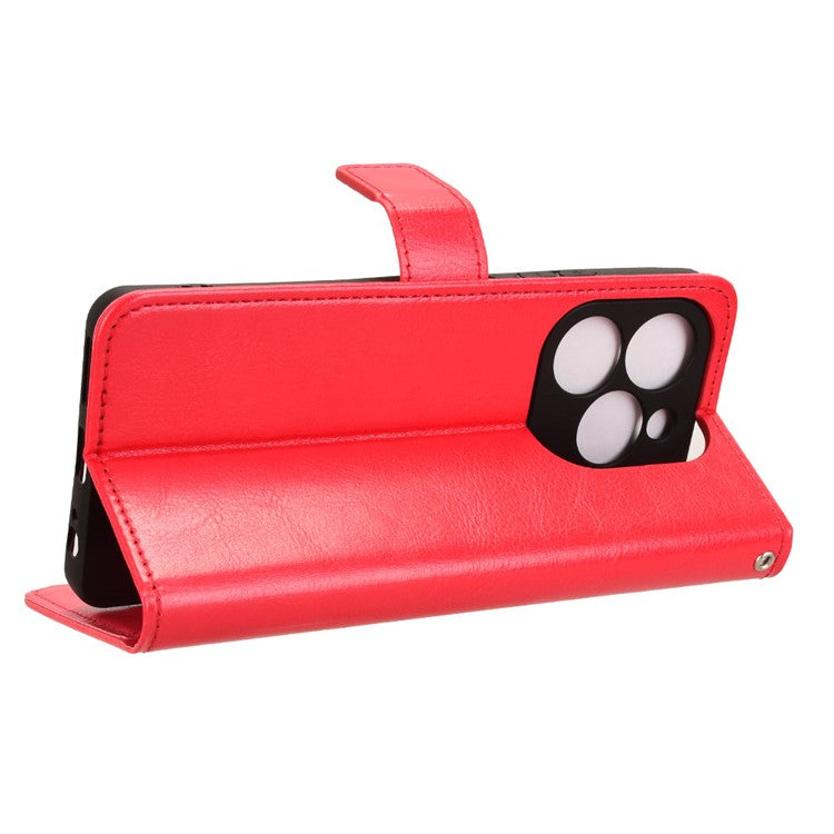For Infinix Note 40X 5G X6838 Case Crazy Horse Texture PU Leather Phone Wallet Cover - Red