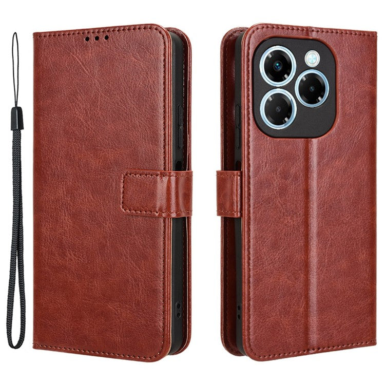 For Infinix Note 40X 5G X6838 Case Crazy Horse Texture PU Leather Phone Wallet Cover - Brown