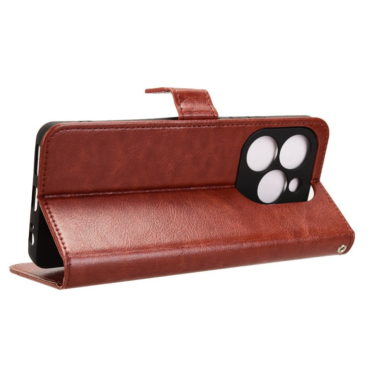 For Infinix Note 40X 5G X6838 Case Crazy Horse Texture PU Leather Phone Wallet Cover - Brown