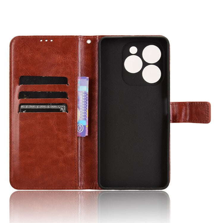 For Infinix Note 40X 5G X6838 Case Crazy Horse Texture PU Leather Phone Wallet Cover - Brown