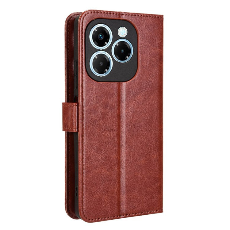For Infinix Note 40X 5G X6838 Case Crazy Horse Texture PU Leather Phone Wallet Cover - Brown