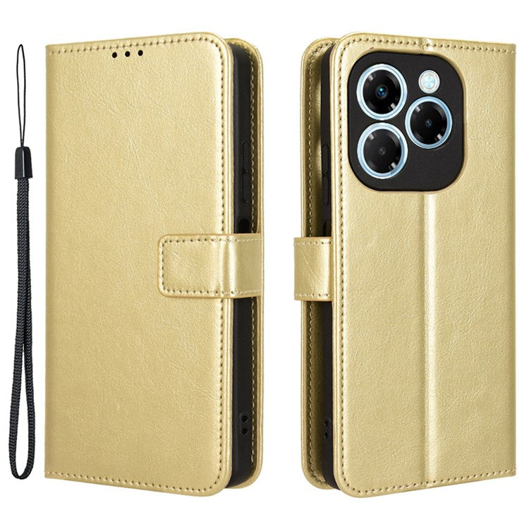 For Infinix Note 40X 5G X6838 Case Crazy Horse Texture PU Leather Phone Wallet Cover - Gold