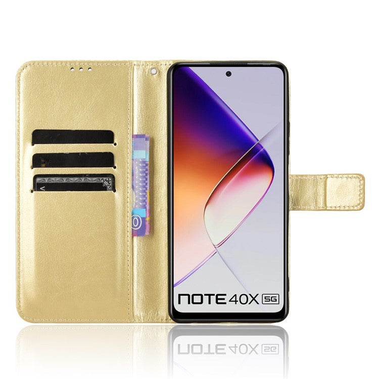 For Infinix Note 40X 5G X6838 Case Crazy Horse Texture PU Leather Phone Wallet Cover - Gold