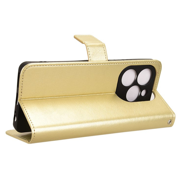 For Infinix Note 40X 5G X6838 Case Crazy Horse Texture PU Leather Phone Wallet Cover - Gold