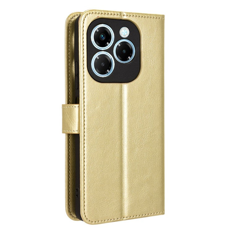 For Infinix Note 40X 5G X6838 Case Crazy Horse Texture PU Leather Phone Wallet Cover - Gold