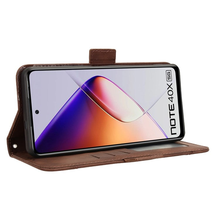 For Infinix Note 40X 5G X6838 Leather Case Phone Wallet Cover with Multiple Card Slots - Brown