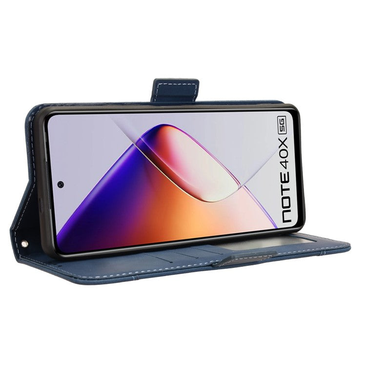 For Infinix Note 40X 5G X6838 Leather Case Phone Wallet Cover with Multiple Card Slots - Blue