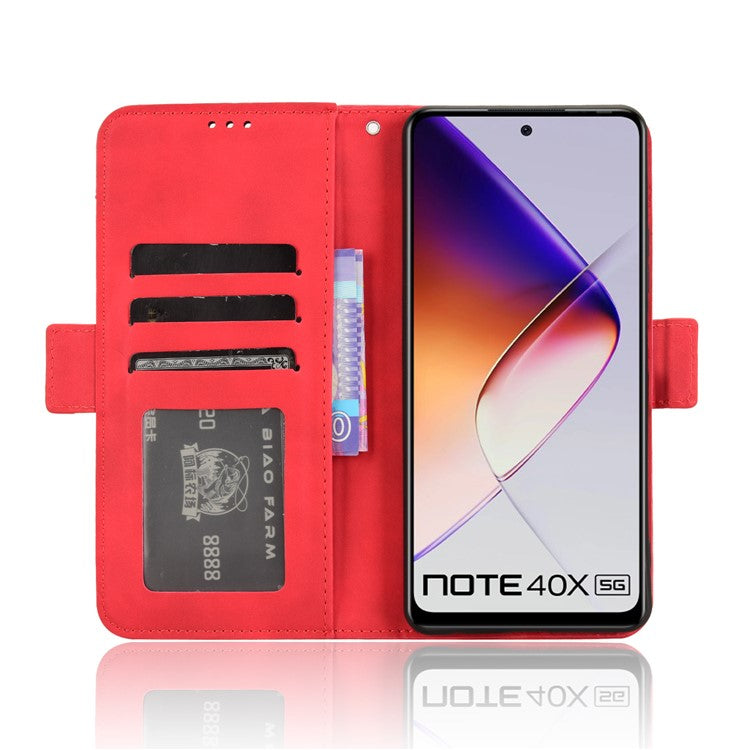 For Infinix Note 40X 5G X6838 Leather Case Phone Wallet Cover with Multiple Card Slots - Red
