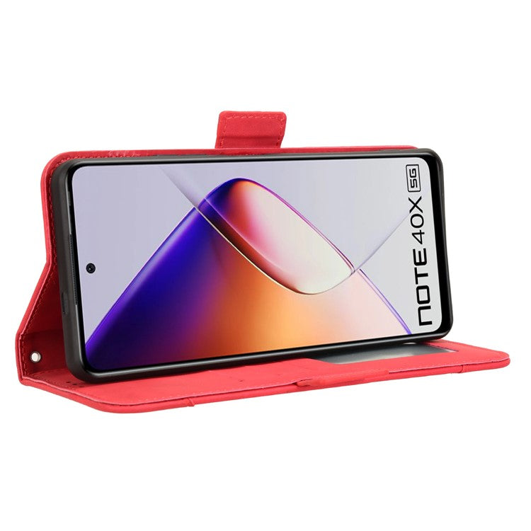 For Infinix Note 40X 5G X6838 Leather Case Phone Wallet Cover with Multiple Card Slots - Red