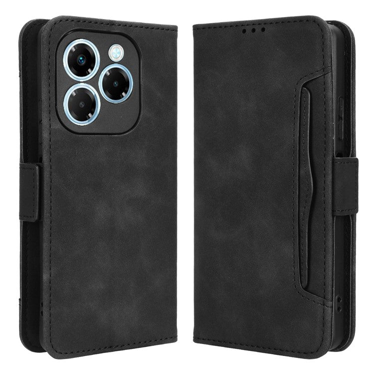 For Infinix Note 40X 5G X6838 Leather Case Phone Wallet Cover with Multiple Card Slots - Black
