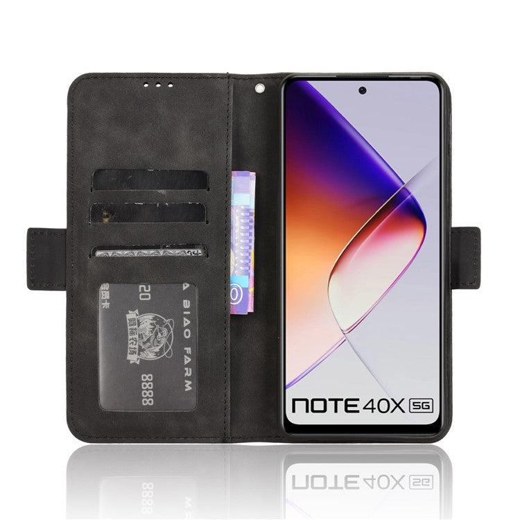 For Infinix Note 40X 5G X6838 Leather Case Phone Wallet Cover with Multiple Card Slots - Black