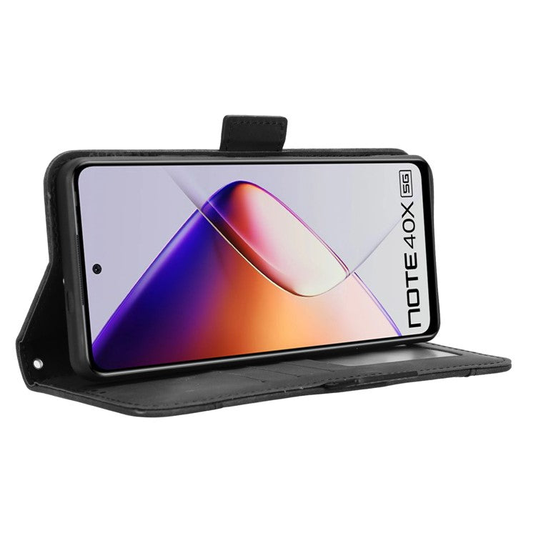 For Infinix Note 40X 5G X6838 Leather Case Phone Wallet Cover with Multiple Card Slots - Black