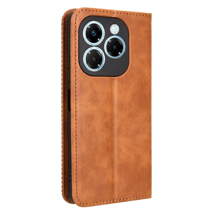 For Infinix Note 40X 5G X6838 Leather Case Wallet Stand Retro Texture Phone Cover - Brown