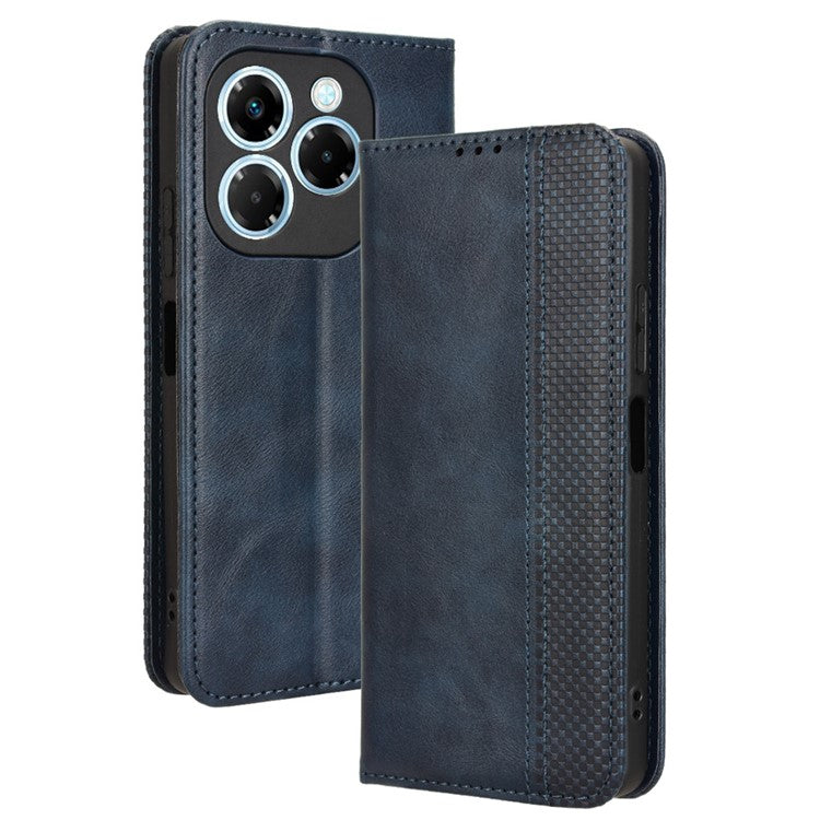 For Infinix Note 40X 5G X6838 Leather Case Wallet Stand Retro Texture Phone Cover - Blue