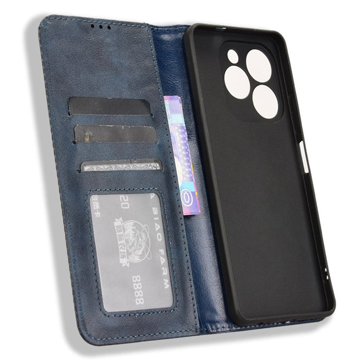 For Infinix Note 40X 5G X6838 Leather Case Wallet Stand Retro Texture Phone Cover - Blue