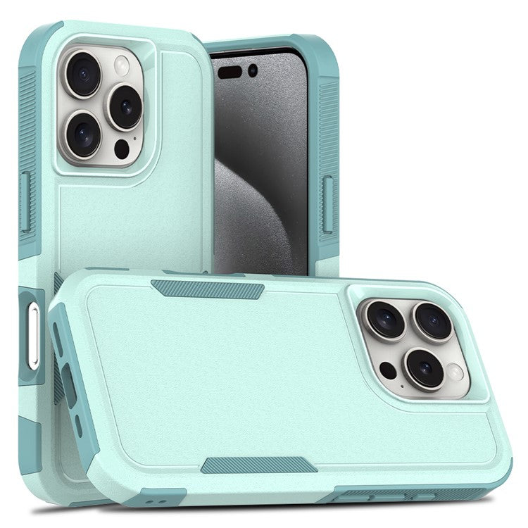 For iPhone 16 Pro Case 2-in-1 PC+TPU Shockproof Phone Cover - Mint Green