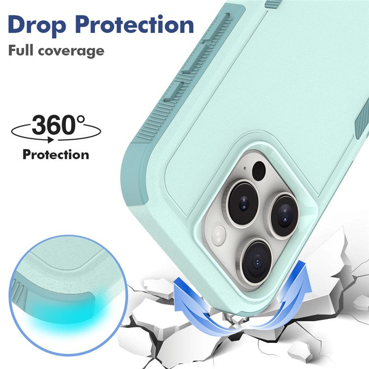 For iPhone 16 Pro Case 2-in-1 PC+TPU Shockproof Phone Cover - Mint Green