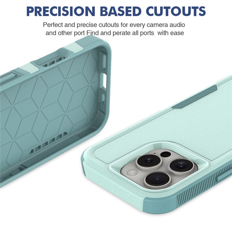 For iPhone 16 Pro Case 2-in-1 PC+TPU Shockproof Phone Cover - Mint Green
