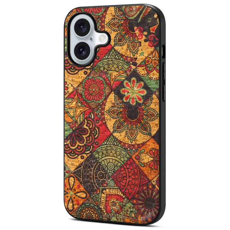 For iPhone 16 Case Flower Print PU Leather+PC+TPU Phone Cover - Autumn / Yellow