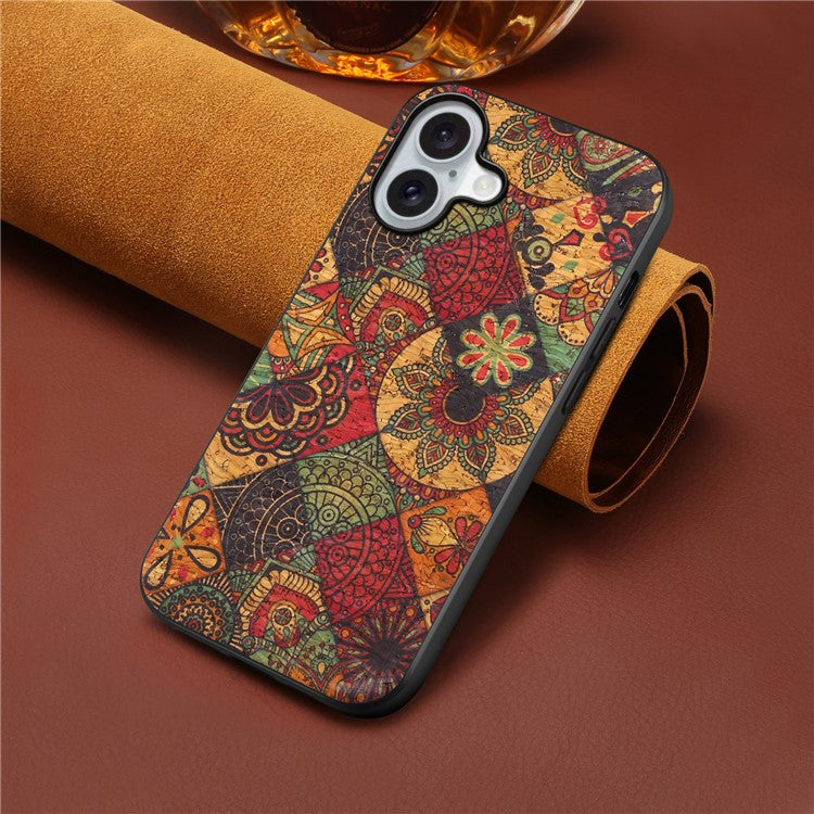 For iPhone 16 Case Flower Print PU Leather+PC+TPU Phone Cover - Autumn / Yellow