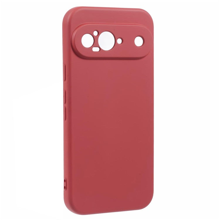 For Google Pixel 9 Case TPU Back Soft Anti-Scratch Fiber Lining Phone Cover - Hawthorn Red