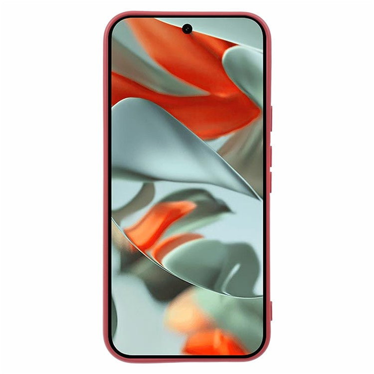 For Google Pixel 9 Pro XL Case TPU Back Soft Anti-Scratch Fiber Lining Phone Cover - Hawthorn Red