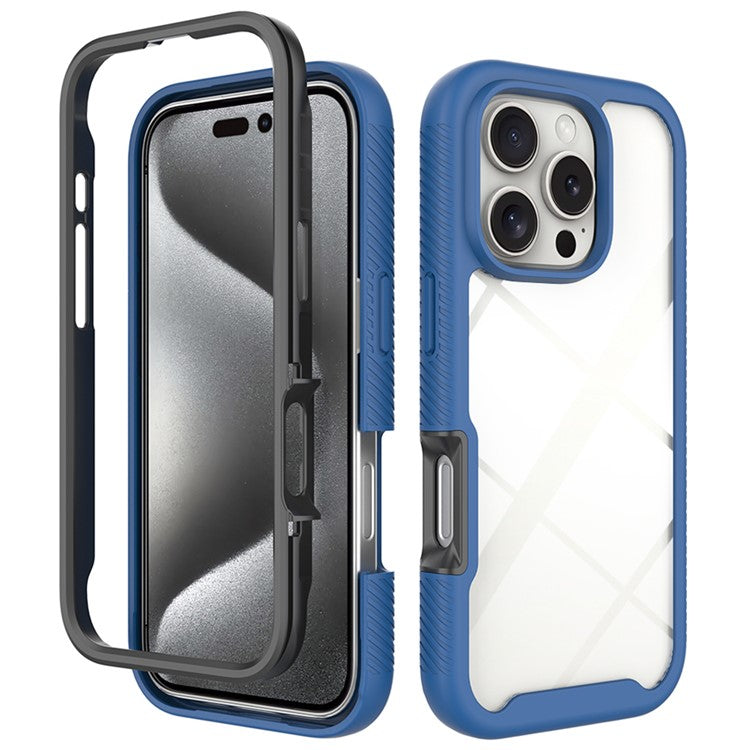 For iPhone 16 Pro Case Anti-Drop 2-in-1 PC+TPU Phone Cover - Dark Blue
