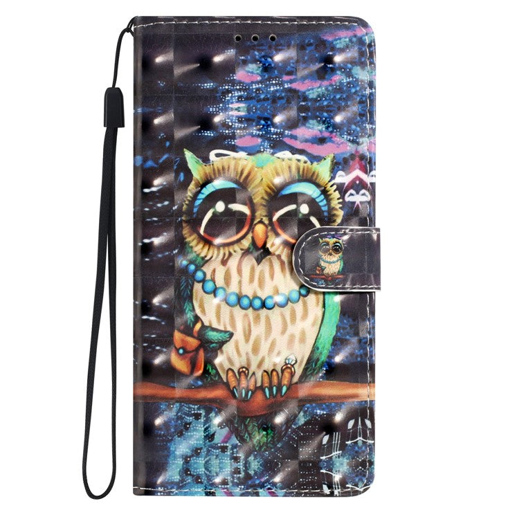 For Google Pixel 9 / 9 Pro Case PU Leather 3D Pattern Printing Wallet Phone Cover - Owl